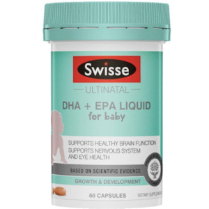Omega 3 Fish Oil: Swisse Ultinatal DHA + EPA Liquid for Baby 60 Capsules