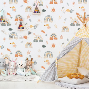 2pcs Kids Room Decor Rainbow Print Wall Sticker