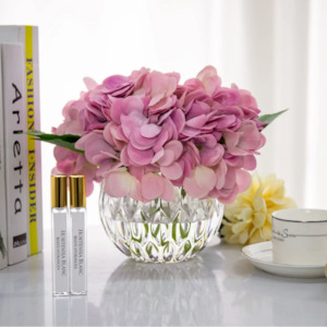 Groceries And Snacks: Cote Noire Hydrangeas Mauve-Crystal Round Vase - LHY04