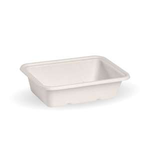 Takeaway Food Container - 600ml White Sugarcane Base BioPak Australia