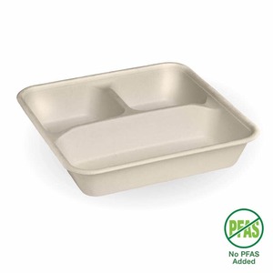 Sugarcane Containers – 3-Compartment Natural BioCane Base BioPak Australia