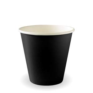280ml / 8oz (90mm) Black Aqueous Single Wall BioCup BioPak Australia