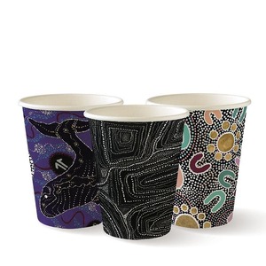 Products: 8oz Indigenous Coffee Cup - Single Wall Compostable Cups BioPak Australia