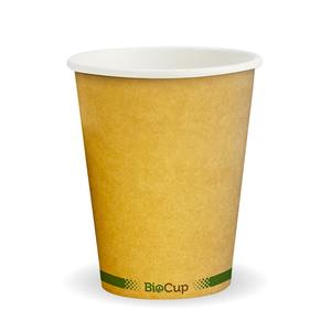 Kraft Paper Cups – 8oz Kraft Green Stripe Single Wall BioCup BioPak Australia