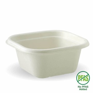 Square Containers – 480ml White Disposable Square Base BioPak Australia