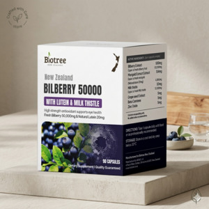 Biotree NZ Bilberry 50,000 Max – Eye & Liver Support – with Lutein, Milk Thistle & Zinc