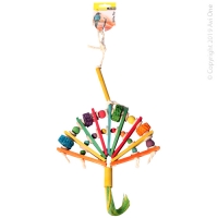 Products: Parrot Toy Wooden Fan With Beads Bird Toy 53cm Bird Cages NZ