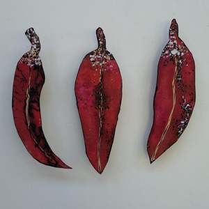 Under 500: Gum Leaf Triptych - Reds