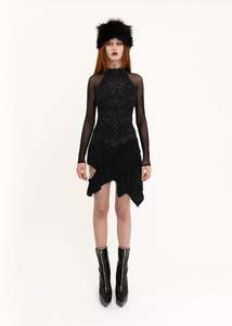 Depth Of Scye: Mini Fray Skirt- Black Viscose