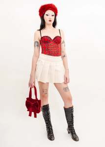 Caitlin Snell: Red velvet bow bag- large