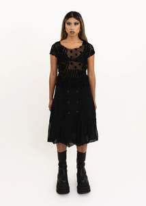 AD2008 wool/chiffon panelled skirt