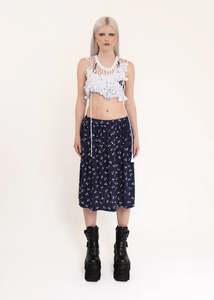 Comme Des Garcons: AD2008 Cherry print midi skirt