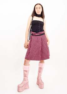 AD2013 Pink wool houndstooth skirt