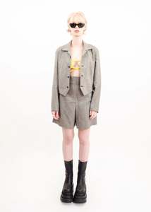 AD1992 Houndstooth two piece shorts suit