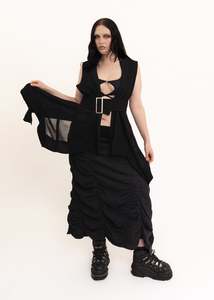 Ruched techwear maxi skirt