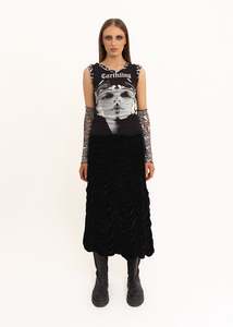 Roisin Dubh: Earthling print tank top- black/ white