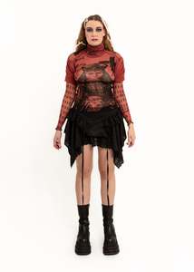 Roisin Dubh: Hail Mary puff sleeve screen printed mesh top