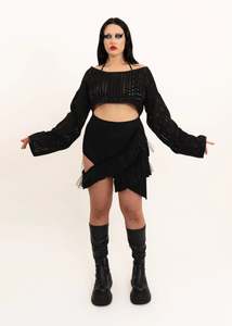 Jojo The Label: Boxy cropped mesh knit top