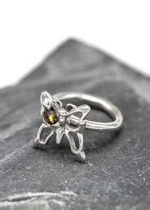 Sgs Jewellery: Butterfly ring- brown cz
