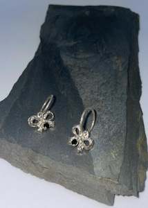 Sgs Jewellery: Bow My! Gem Hoop Earrings- black stone