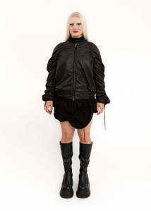 Ruched bomber jacket