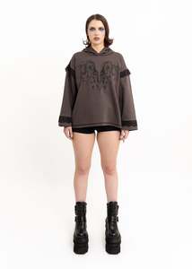 Anahera Long Sleeve Hooded T-Shirt- lace trim