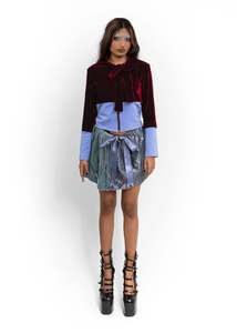 Elsie Gore: Velvet panelled jacket with pussybow