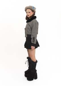 Iso: Airbrushed tartan winter hat- blue