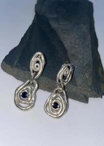 Flora Bird: Sapphire sworl earrings