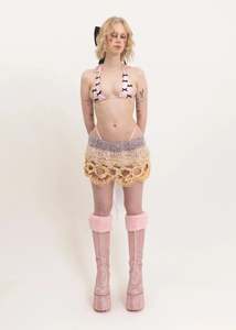 Mixed fibre knit micro mini skirt