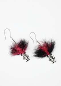 Troll earrings- pink/ black
