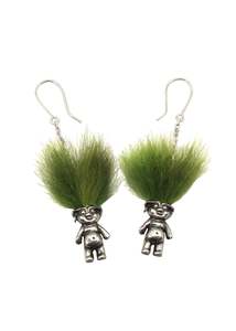Troll earrings- green