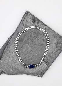 Handmade Cuban link chain sapphire bracelet