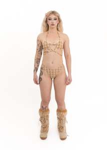 Tartan terrycloth starkini set