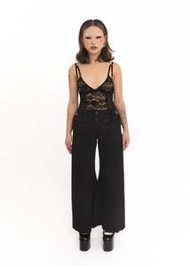 Jeans Pants: Flared wool pants