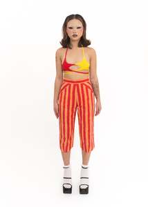 Striped pedal pushers/ capri pants