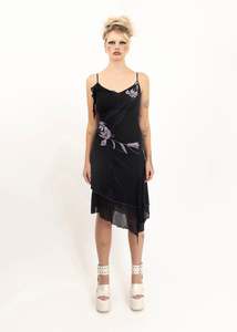 Silk beaded asymmetric faerie style dress
