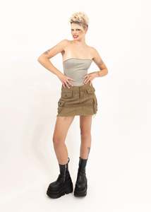 Engineered cargo style mini skirt