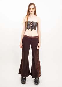 Ultra Flared Pants- Brown Brocade