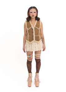 Suede/ sheepskin shearling vest