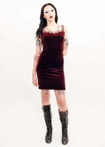 Vintage Dresses: Glass beaded velvet dress