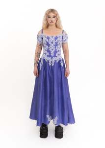 Vintage Dresses: 80s vintage dress with beaded lace appliqué