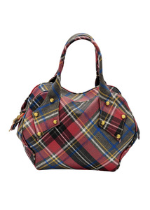 Vintage Accessories: Heart shaped tartan leather bag