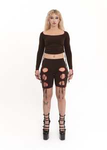 BB x Bizarre Exclusive Kim cut out bike shorts with bows