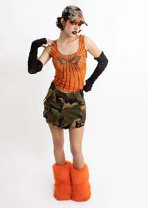 Reconstructed camo mini skirt made from military pants