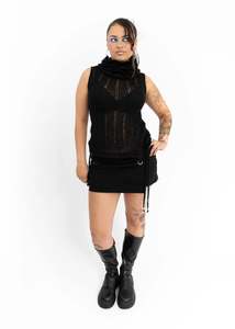 Frill collar mohair knit top