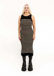 Striped knit maxi dress with cut-out back