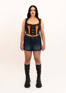 90s vintage panelled denim corset