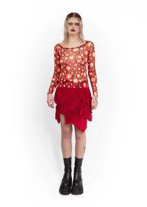 Poison Dot Print Mesh Top