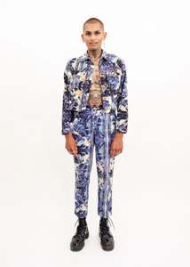 Gaultier: Broken mosaic print denim suit